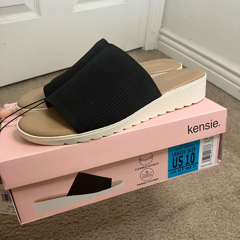 Black Kensie Ellie Platform Slide Sandals